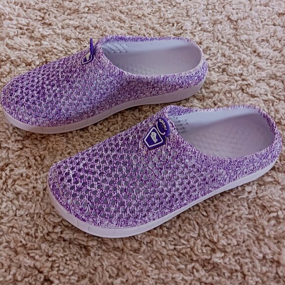 Kauai Woman's Clog Anti Slip Breathable Slip-ons Purple White Size 39/8.5 - Picture 1 of 9